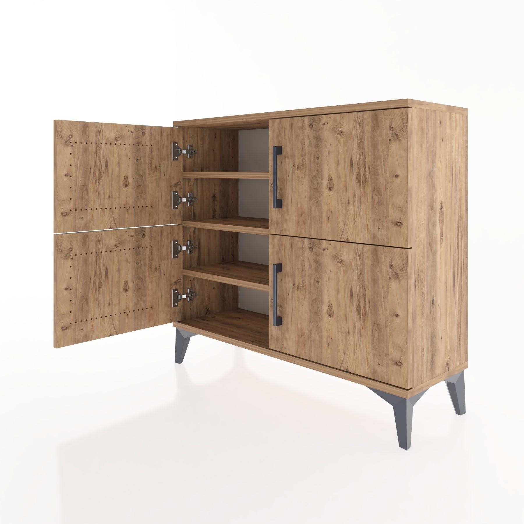 Woodntry Modüler Şifonyer Dört Kapaklı 88x30x68 cm Çam - Woodntry