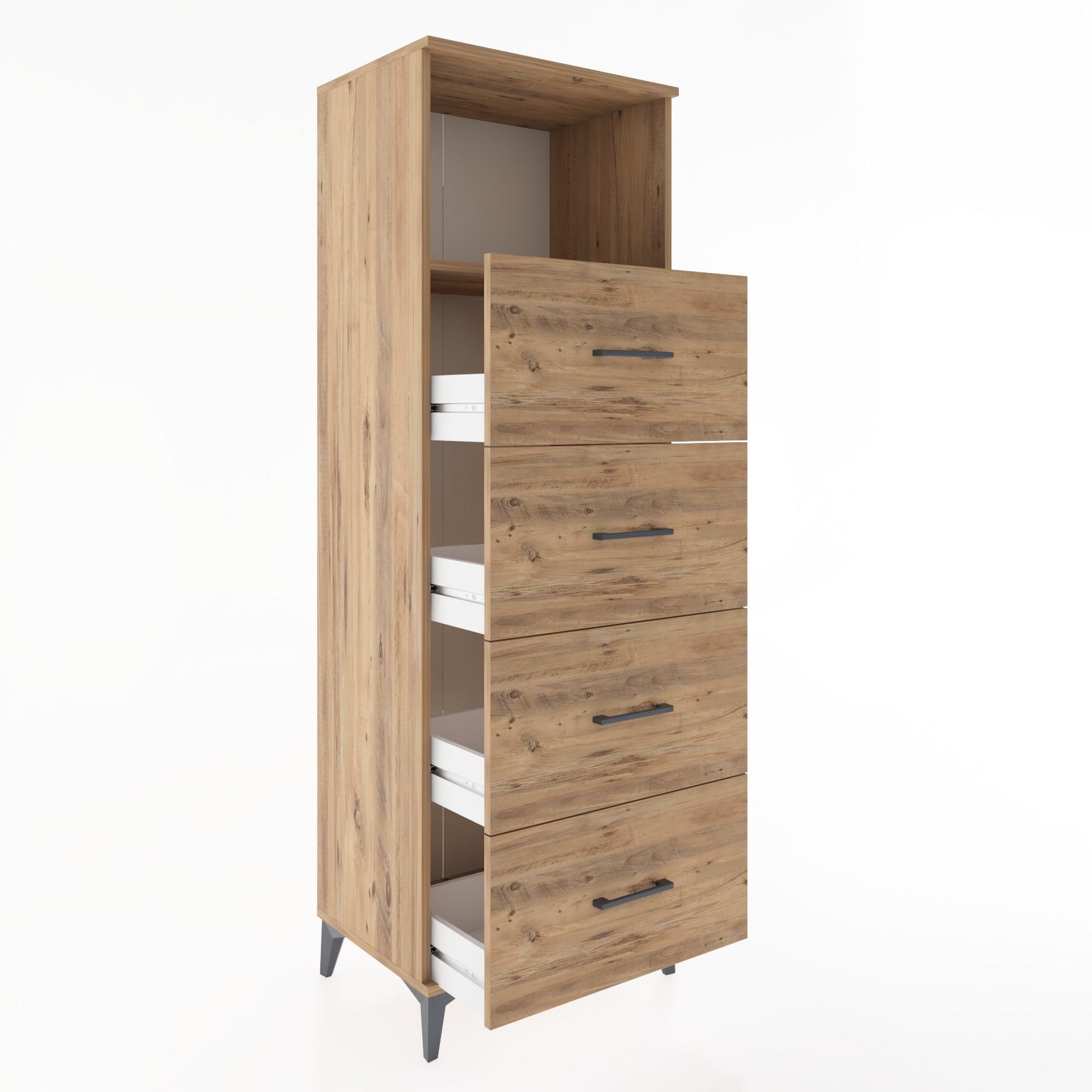 Woodntry Modüler Dolap Çam 60x44x170 cm Çekmeceli ve Raflı CR52-3