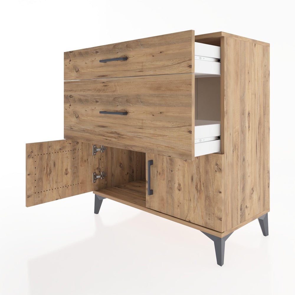 Woodntry Modüler Şifonyer Çam 88x44x84 cm Kapaklı ve Çekmeceli KC116-3