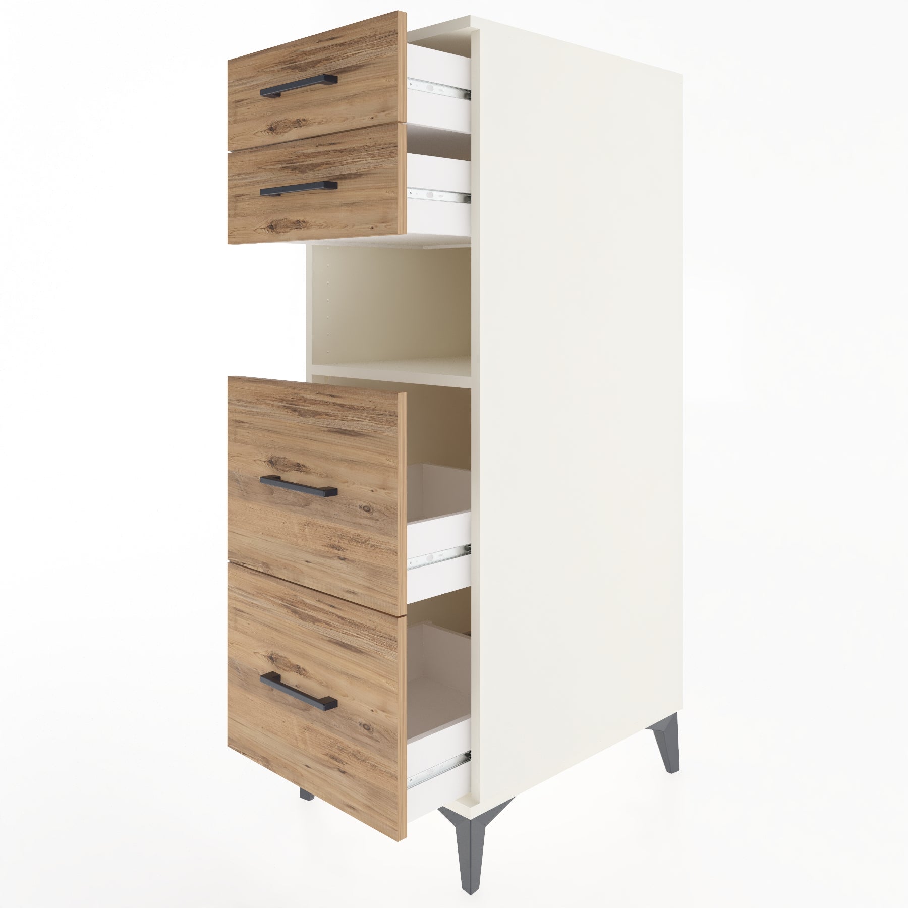 Woodntry Modular Cabinet Moonstone 44x59x122 cm with Drawers and Shelves CR102-1