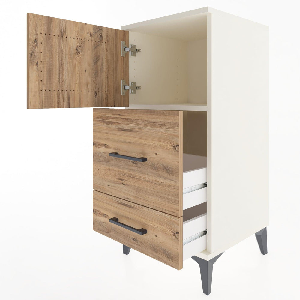 Woodntry Modular Nightstand Moonstone 44x44x84 cm with Cover and Drawer KC46-1