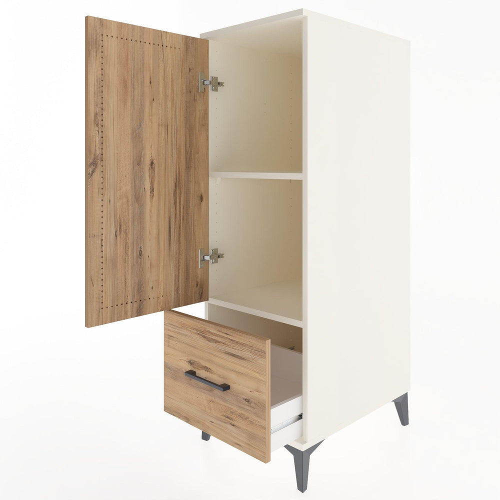 Woodntry Modüler Dolap Aytaşı 44x59x122 cm Kapaklı ve Çekmeceli KC2-1