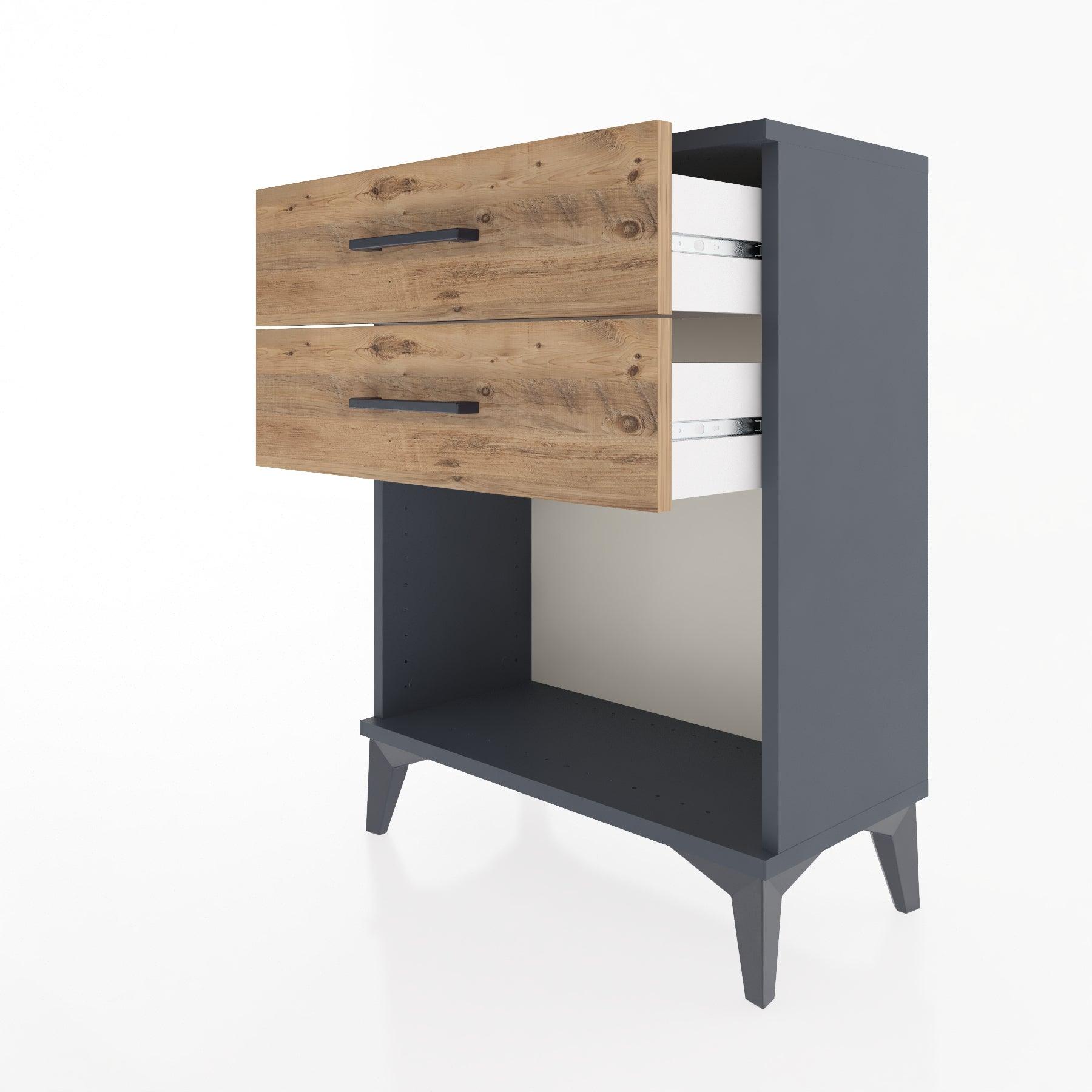 Woodntry Modular Nightstand Anthracite 60x30x68 cm with Drawers and Shelves CR2-2