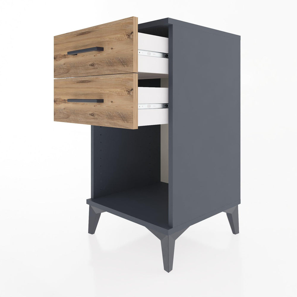 Woodntry Modular Nightstand Anthracite 44x44x68 cm with Drawers and Shelves CR2-2