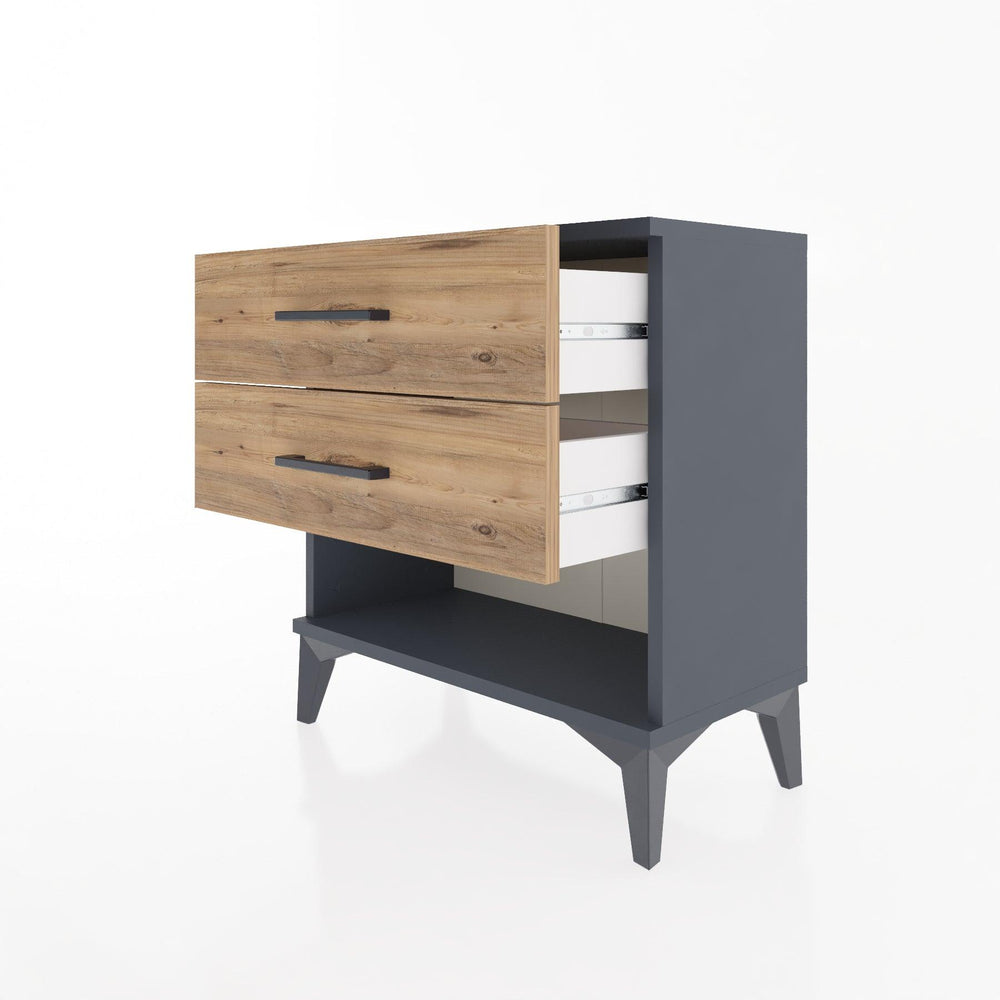 Woodntry Modular Nightstand Anthracite 60x30x52 cm with Drawers and Shelves CR2-2