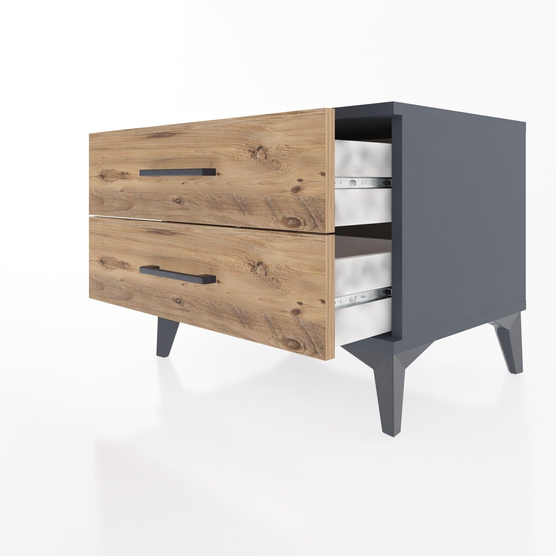 Woodntry Modular Nightstand Anthracite 60x44x68 cm Drawer C2-2