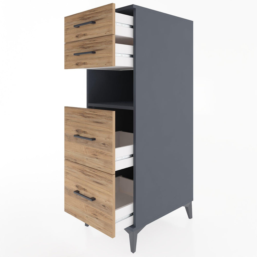 Woodntry Modular Cabinet Anthracite 44x30x122 cm with Drawers and Shelves CR102-2