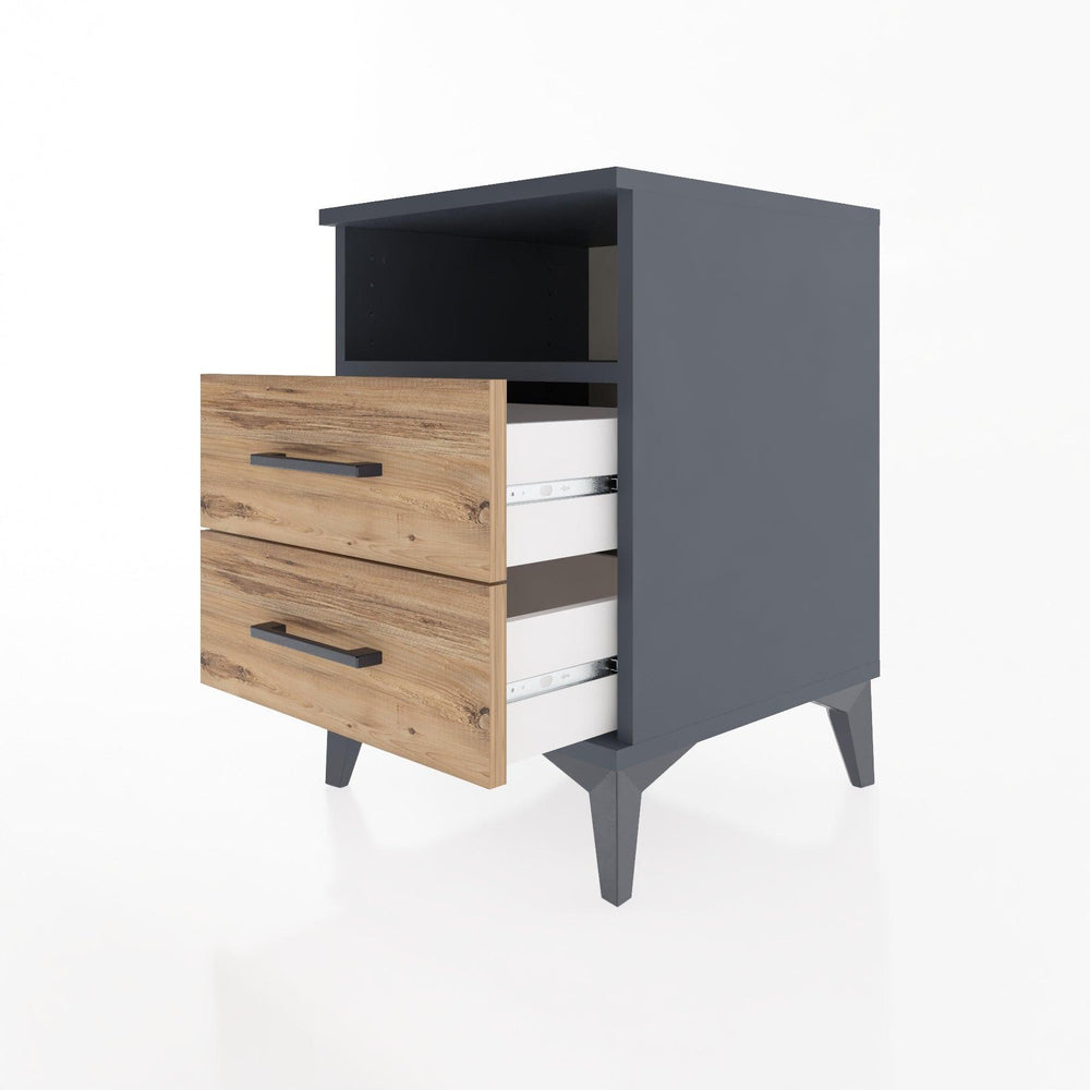 Woodntry Modular Nightstand Anthracite 44x44x52 cm with Drawers and Shelves CR2-2