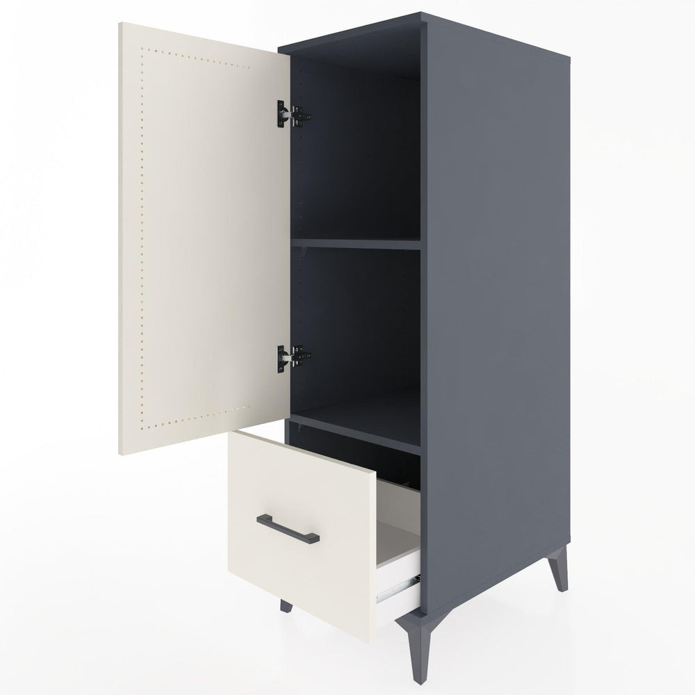 Woodntry Modüler Dolap Antrasit 44x59x122 cm Kapaklı ve Çekmeceli KC2-2