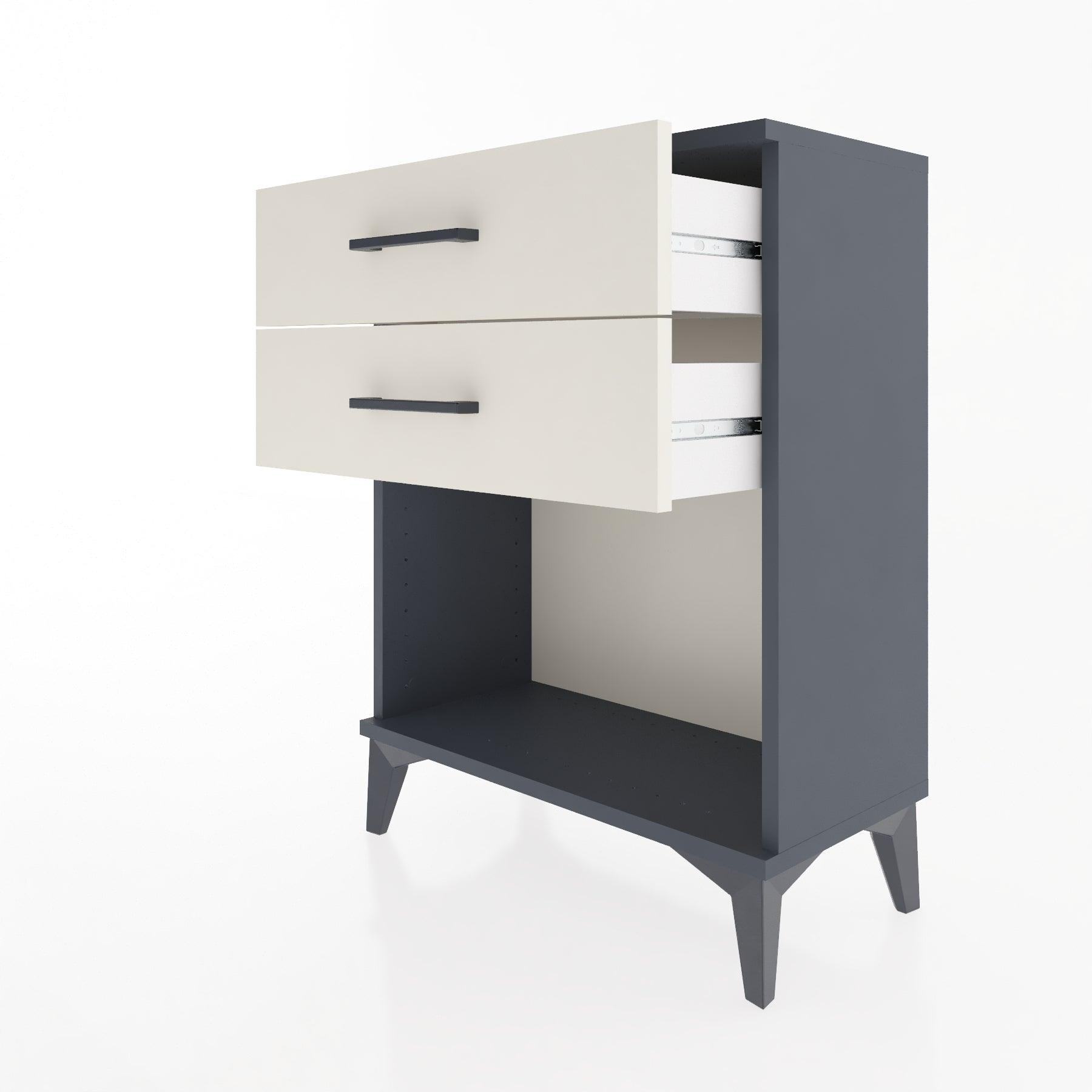 Woodntry Modular Nightstand Anthracite 60x30x68 cm with Drawers and Shelves CR2-2