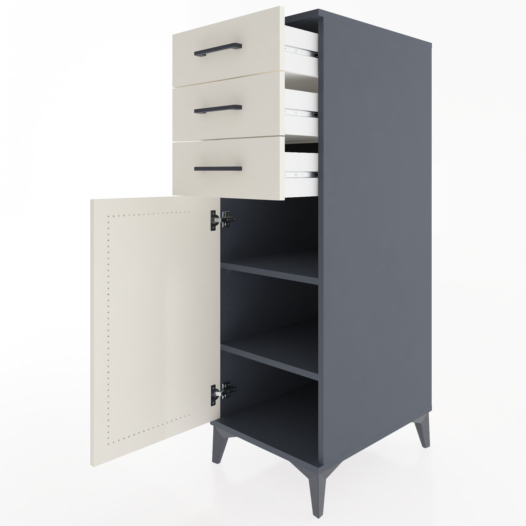 Woodntry Modular Cabinet Anthracite 44x59x122 cm with Doors and Drawers KC52-2