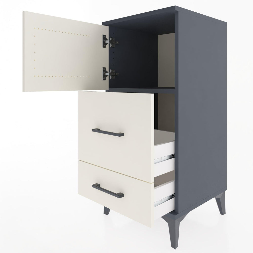 Woodntry Modüler Komodin Antrasit 44x44x84 cm Kapaklı ve Çekmeceli KC46-2