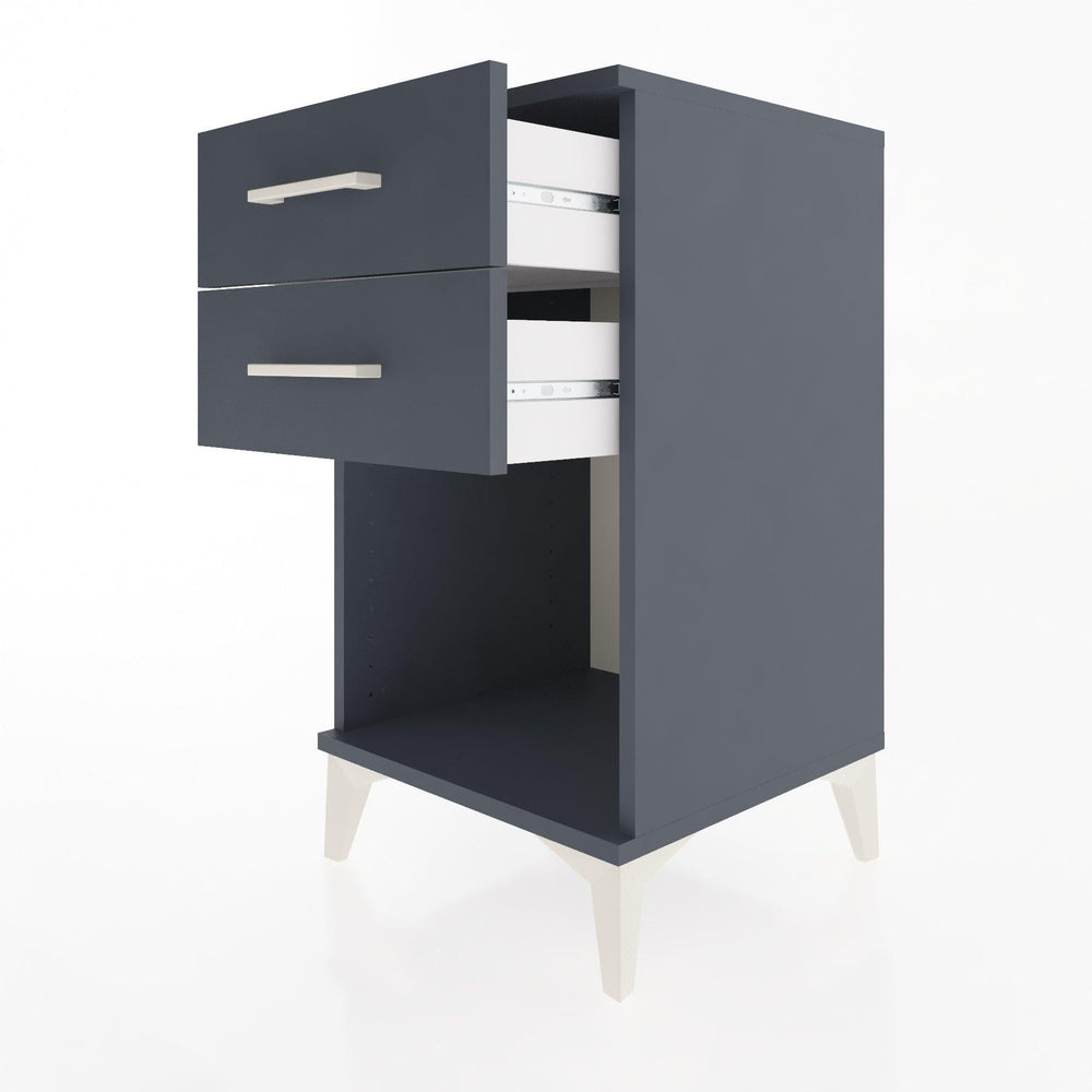 Woodntry Modular Nightstand Anthracite 44x44x68 cm with Drawers and Shelves CR2-2