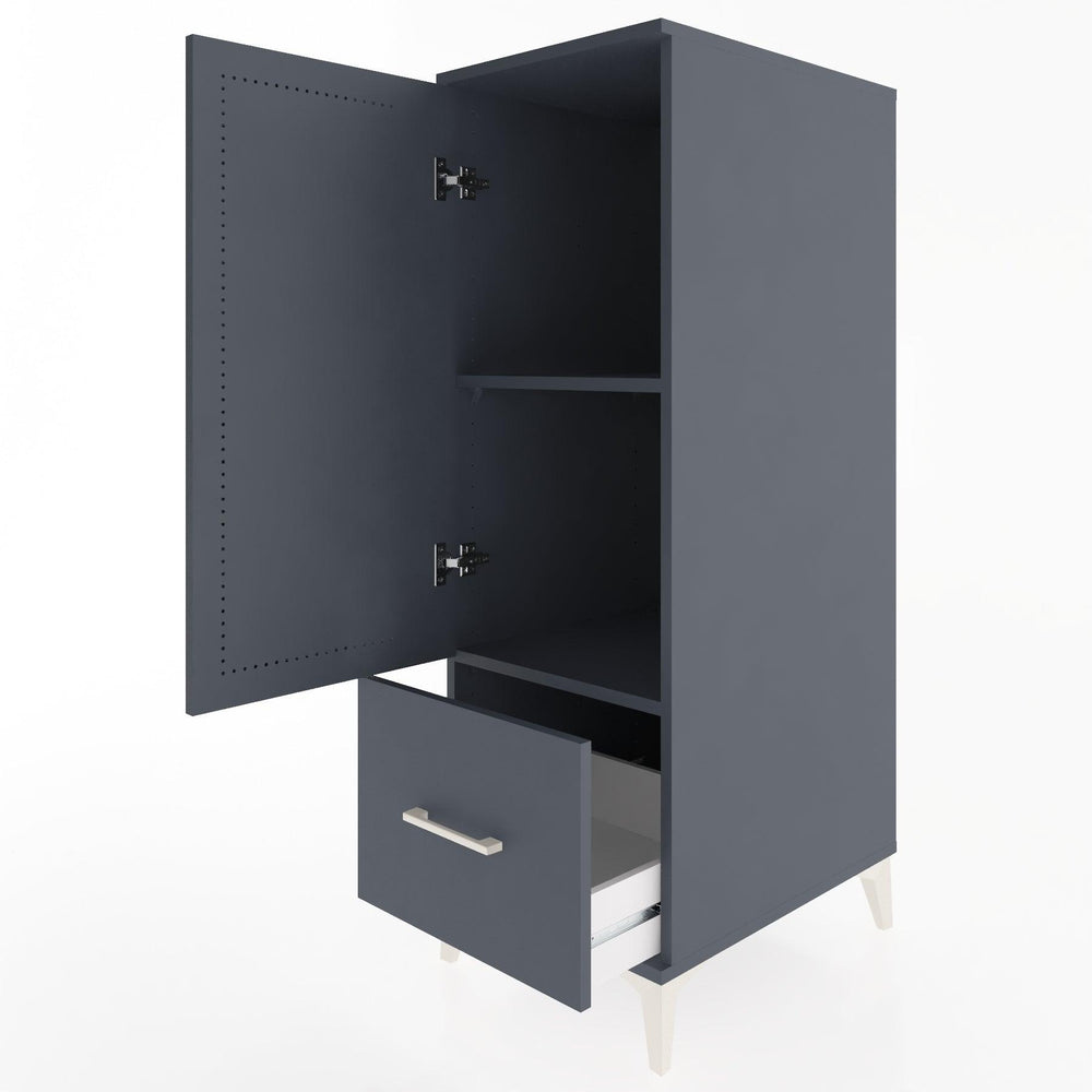 Woodntry Modüler Dolap Antrasit 44x30x122 cm Kapaklı ve Çekmeceli KC2-2