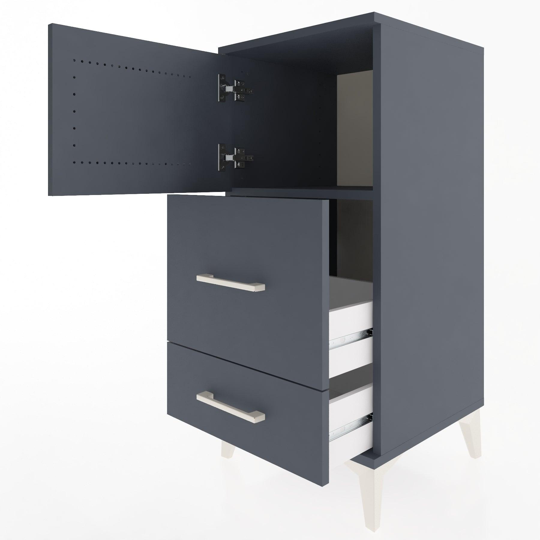 Woodntry Modular Nightstand Anthracite 44x44x84 cm with Cover and Drawer KC46-2