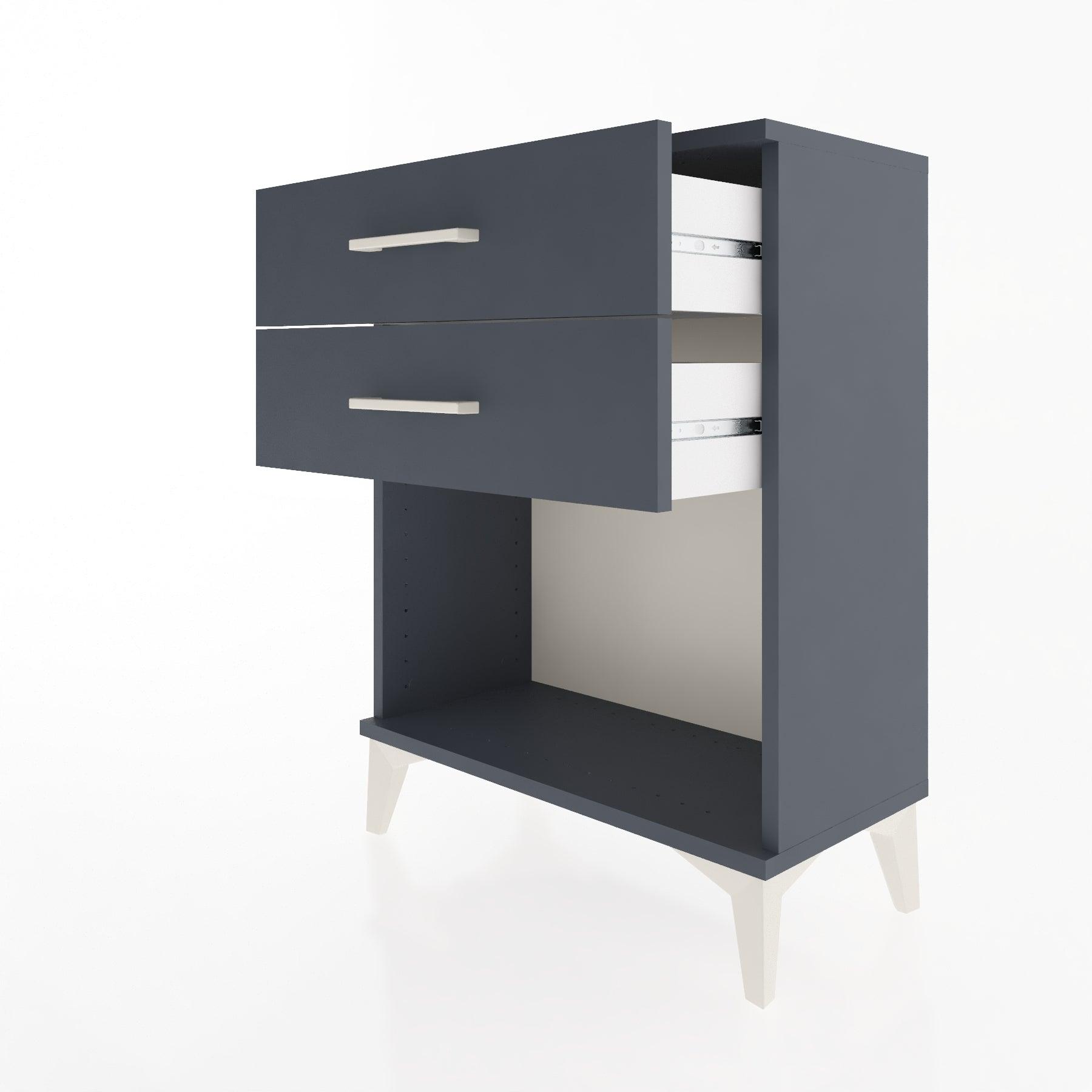 Woodntry Modular Nightstand Anthracite 60x30x68 cm with Drawers and Shelves CR2-2