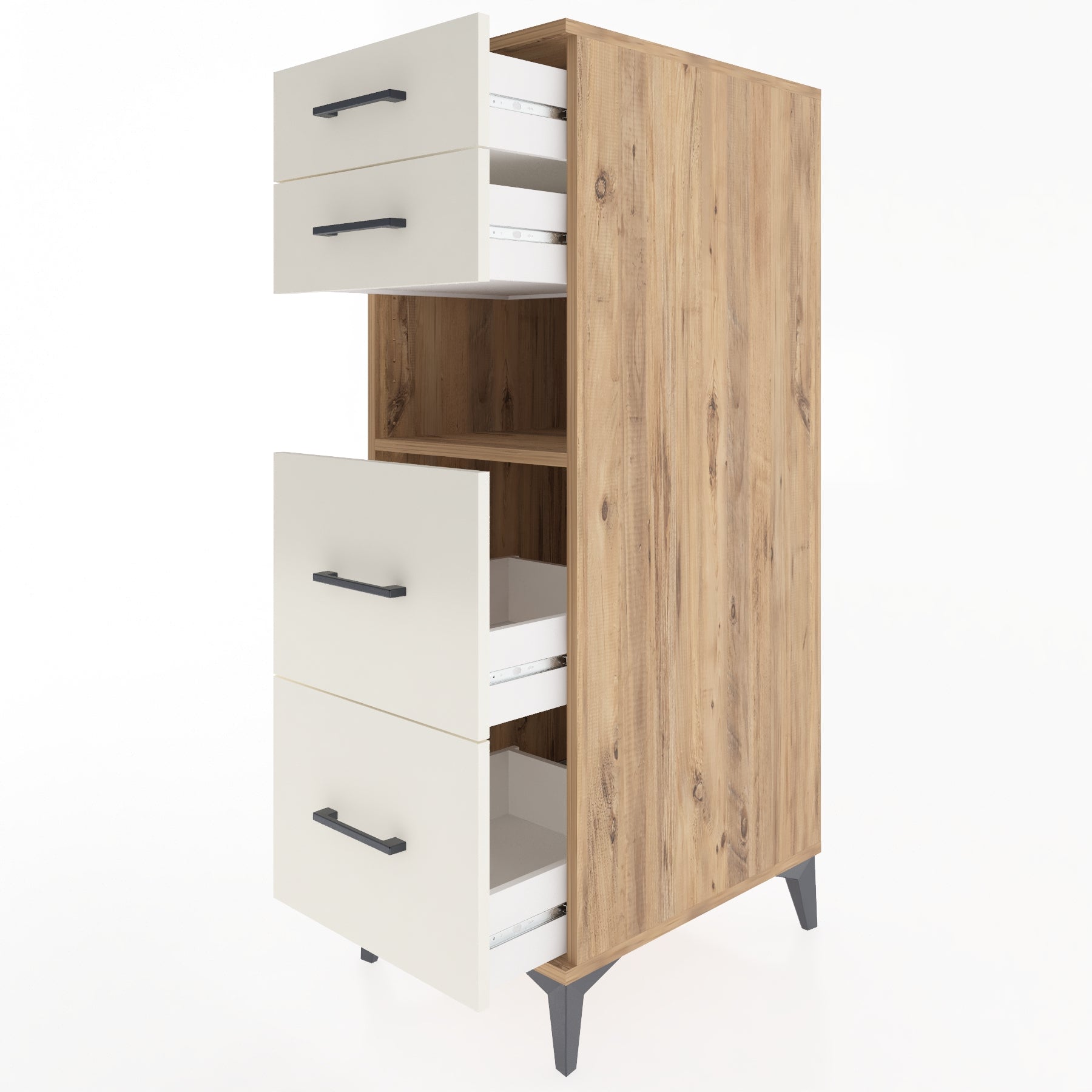 Woodntry Modular Cabinet Pine 44x59x122 cm with Drawers and Shelves CR102-3