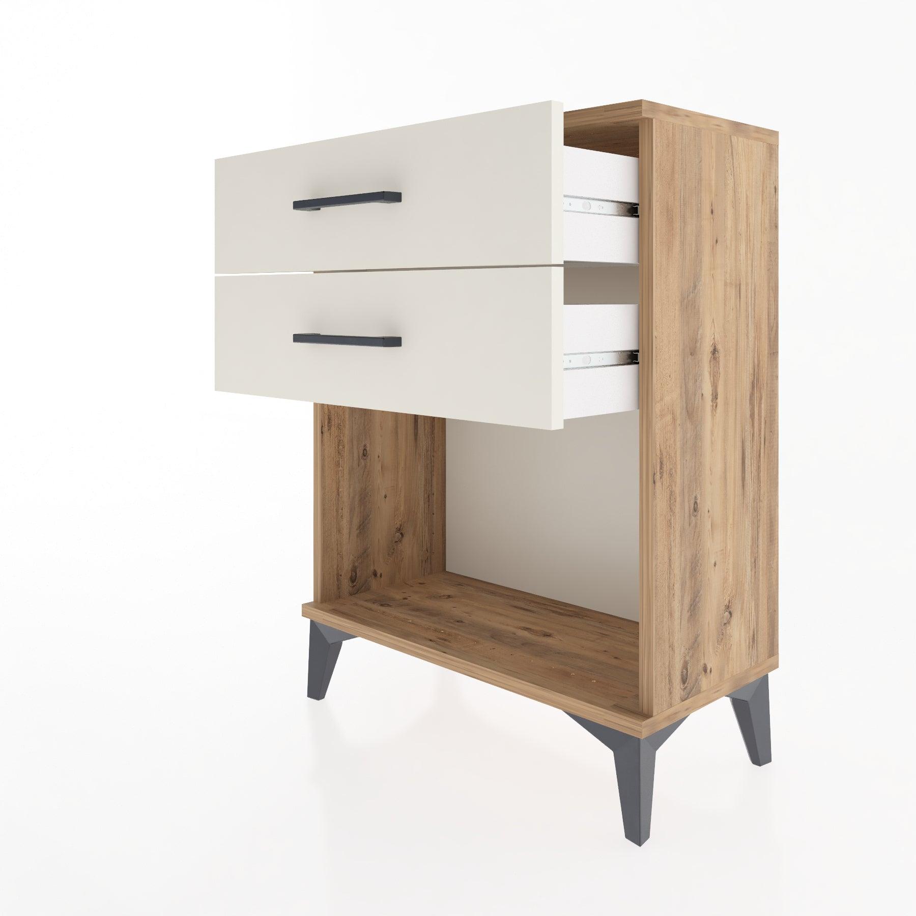 Woodntry Modular Nightstand Pine 60x30x68 cm with Drawers and Shelves CR2-3