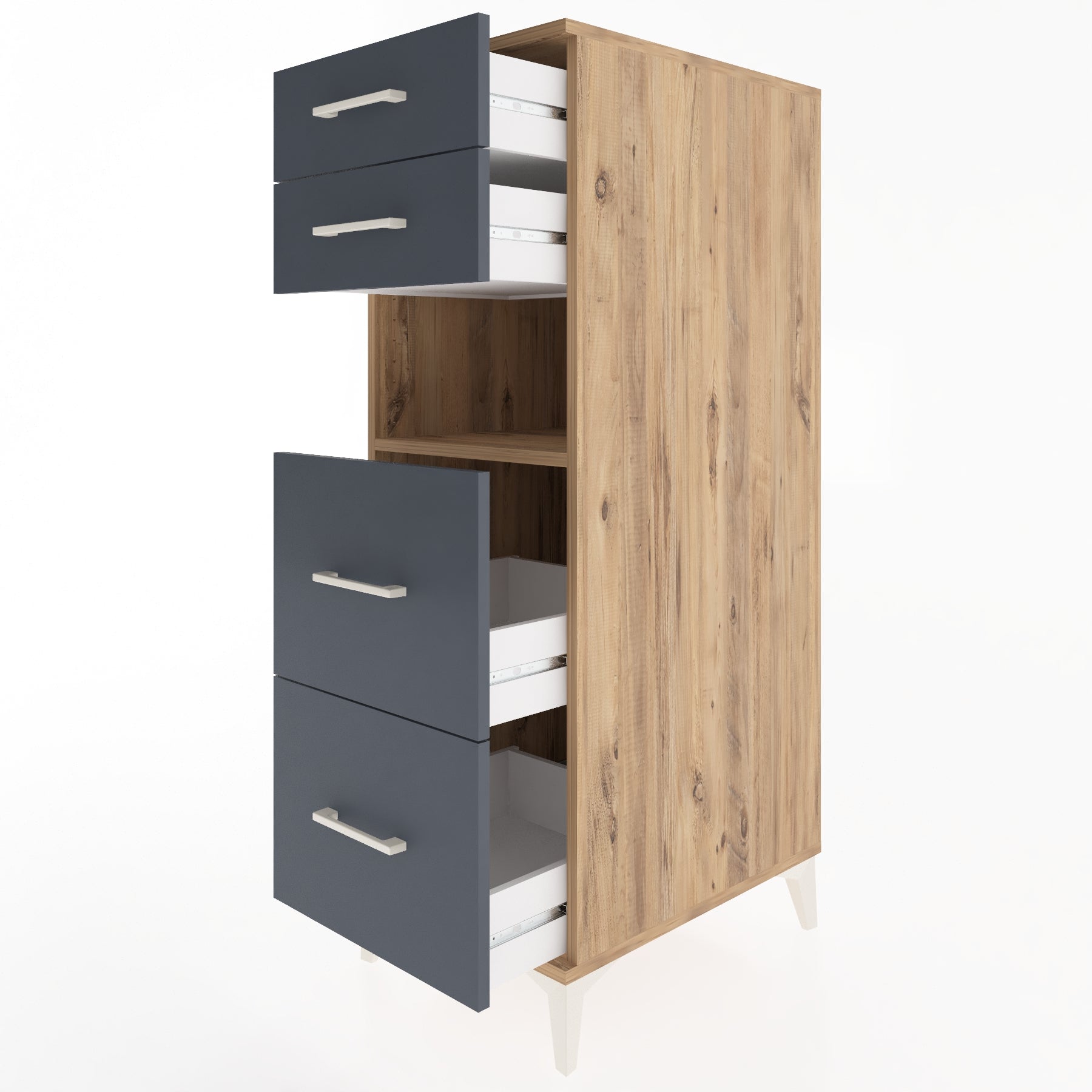 Woodntry Modular Cabinet Pine 44x59x122 cm with Drawers and Shelves CR102-3
