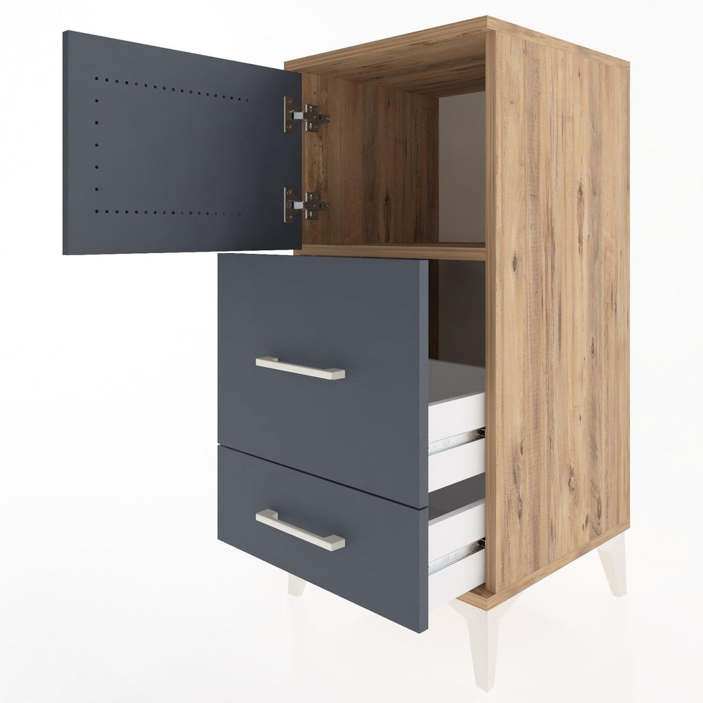 Woodntry Modular Nightstand Pine 44x44x84 cm with Cover and Drawer KC46-3