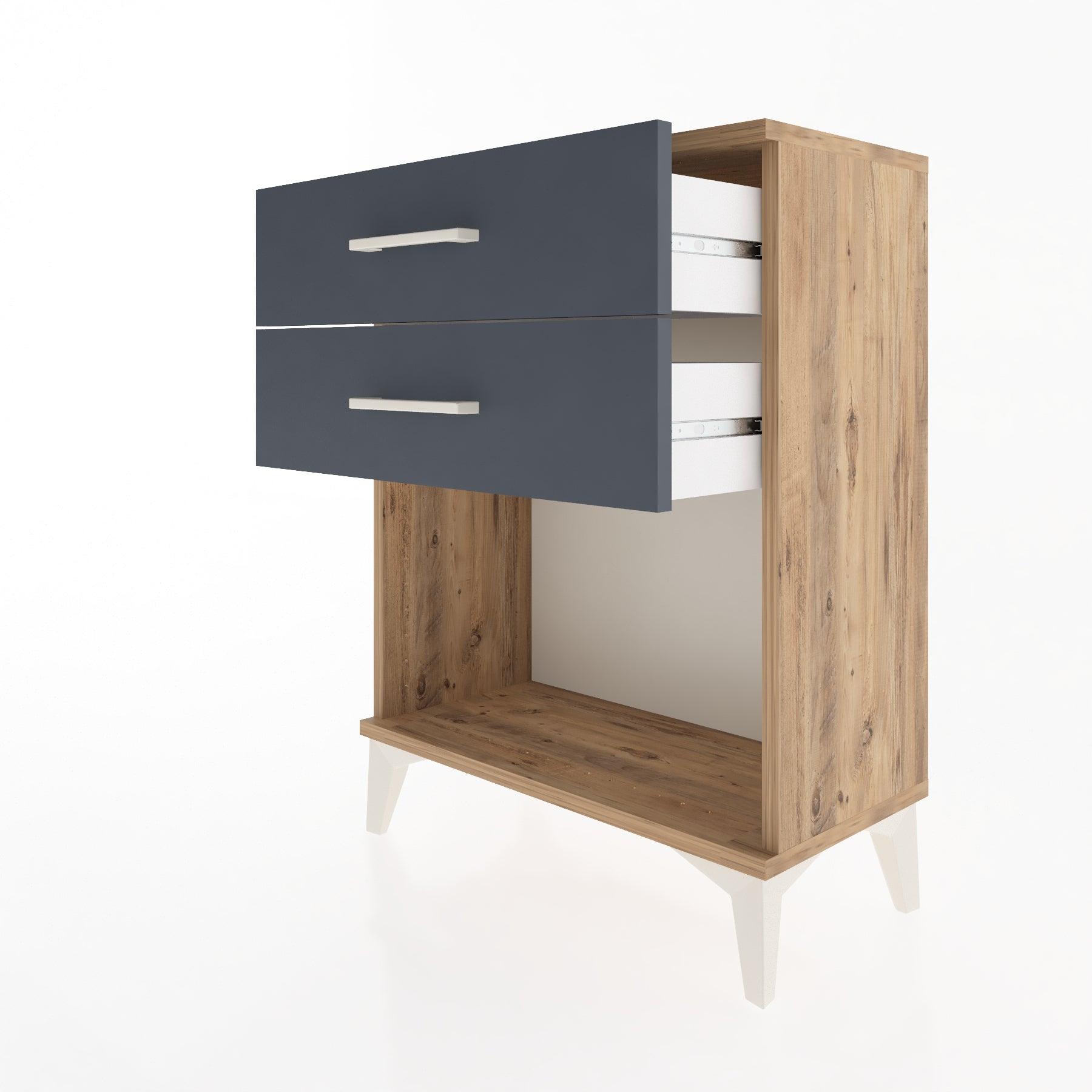 Woodntry Modular Nightstand Pine 60x30x68 cm with Drawers and Shelves CR2-3