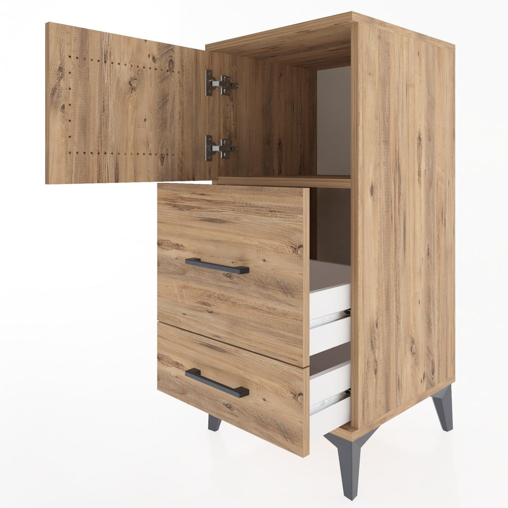 Woodntry Modular Nightstand Pine 44x44x84 cm with Cover and Drawer KC46-3