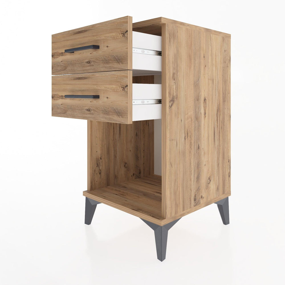 Woodntry Modular Nightstand Pine 44x44x68 cm with Drawers and Shelves CR2-3