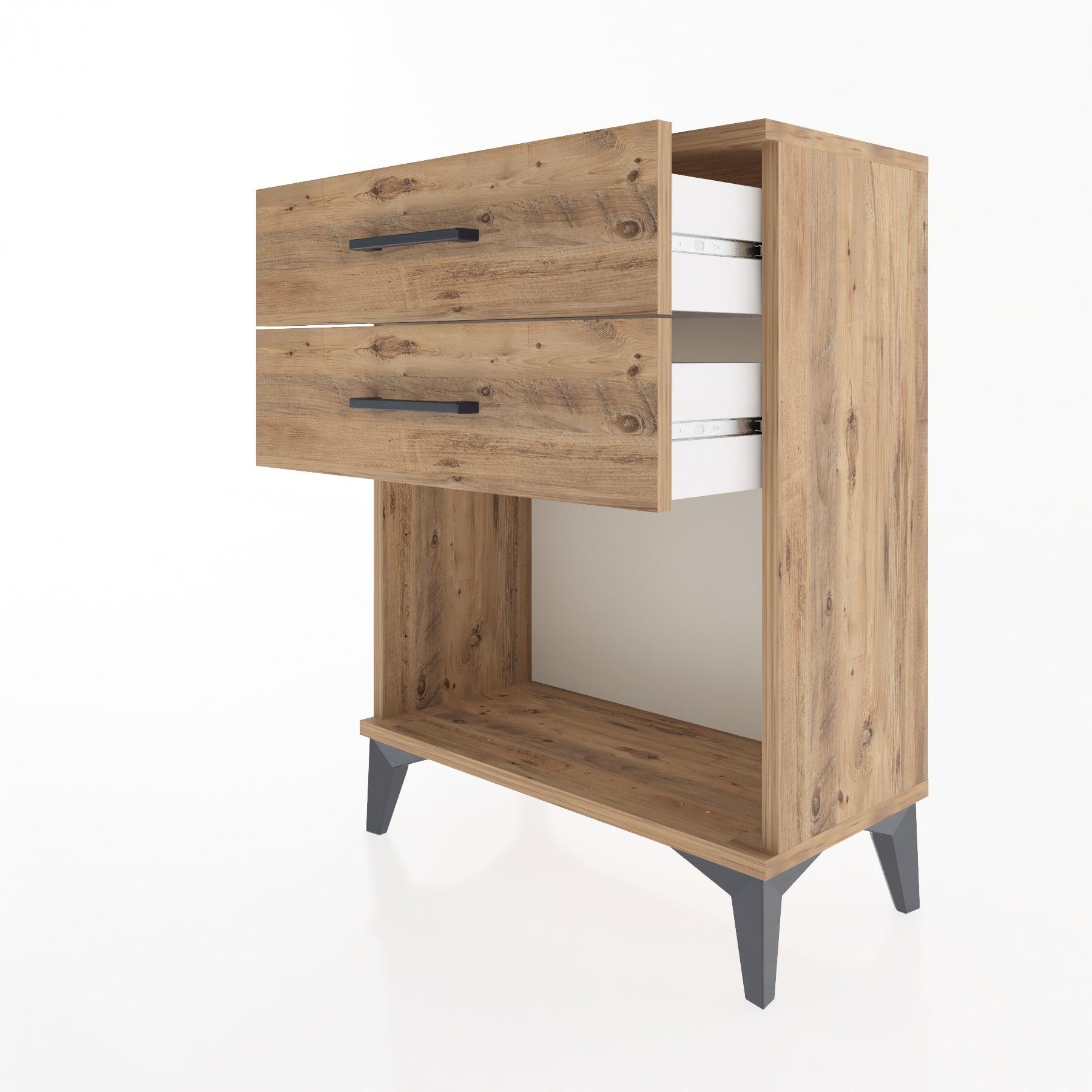 Woodntry Modular Nightstand Pine 60x30x68 cm with Drawers and Shelves CR2-3