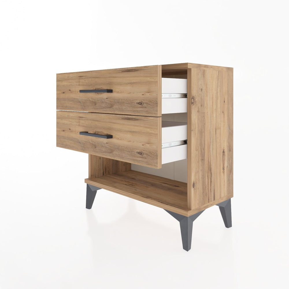 Woodntry Modular Nightstand Pine 60x30x52 cm with Drawers and Shelves CR2-3