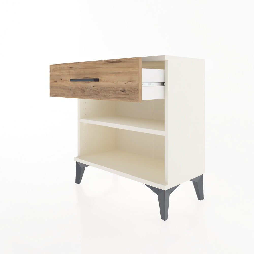 Woodntry Modular Nightstand Moonstone 60x30x52 cm with Drawer and Shelf CR3-1