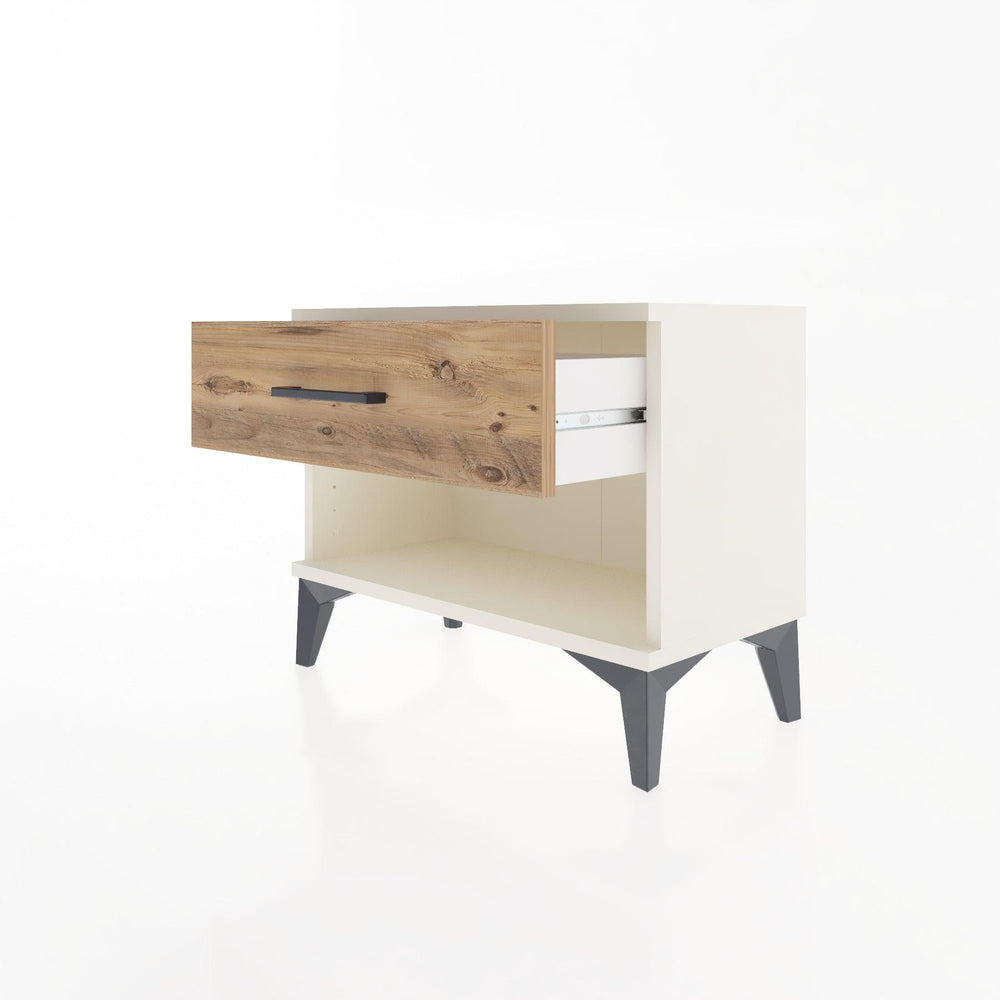 Woodntry Modular Nightstand Moonstone 60x30x36 cm with Drawer and Shelf CR3-1