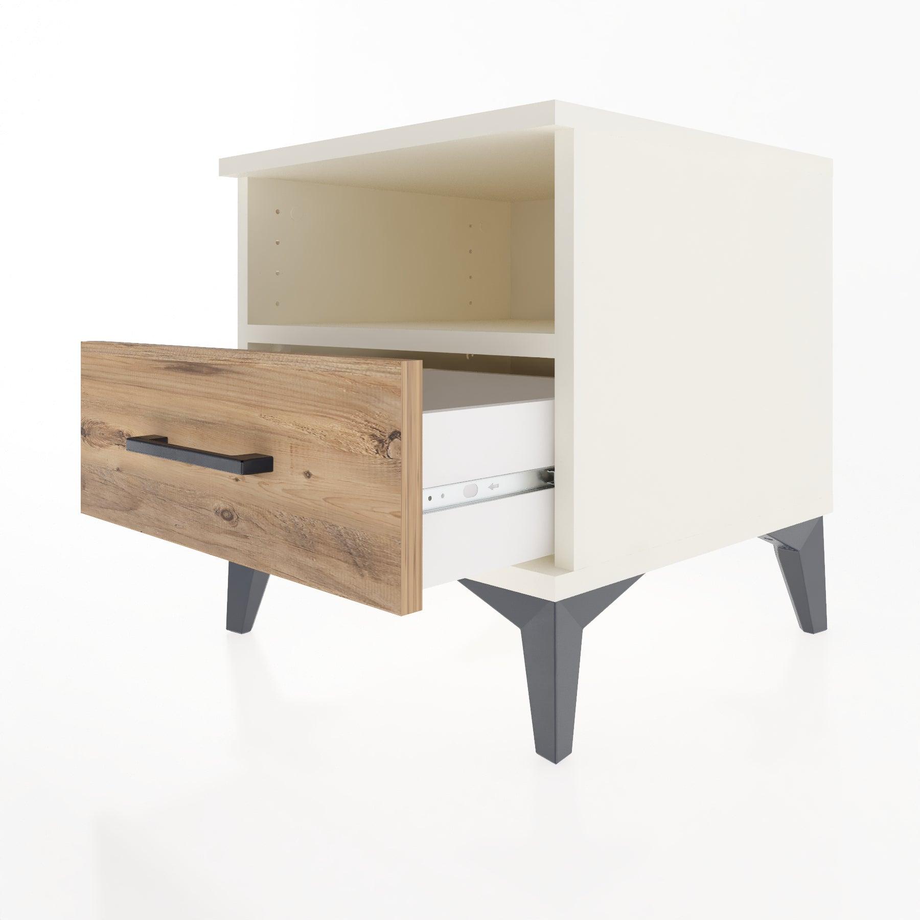 Woodntry Modular Nightstand Moonstone 44x44x36 cm with Drawer and Shelf CR3-1