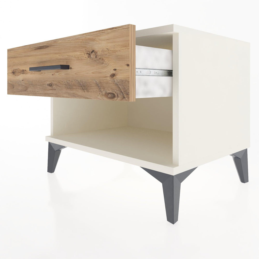 Woodntry Modular Nightstand Moonstone 60x44x68 cm with Drawer and Shelf CR3-1