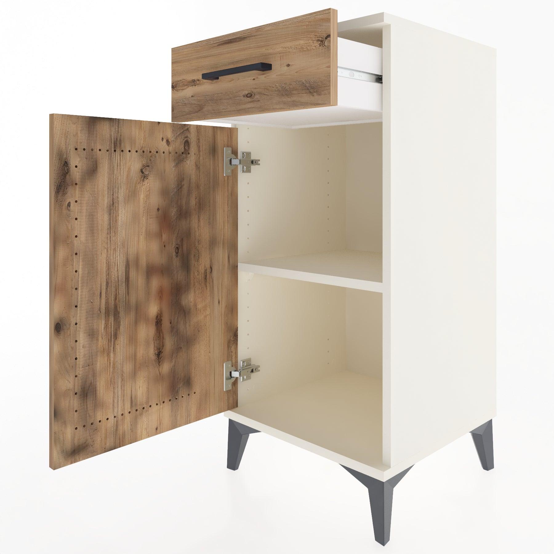 Woodntry Modular Nightstand Moonstone 44x44x84 cm with Cover and Drawer KC25-1