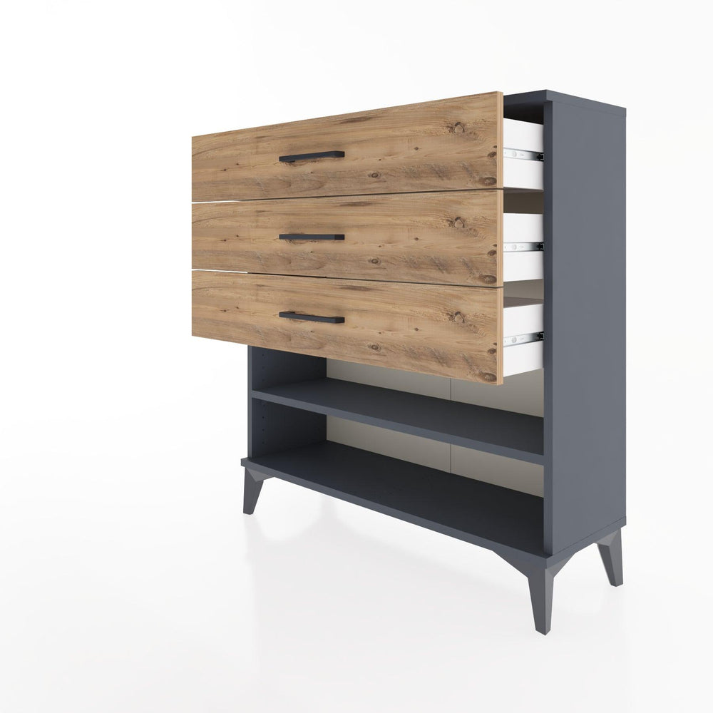 Woodntry Modular Dresser Anthracite 88x30x84 cm with Drawers and Shelves CR3-2