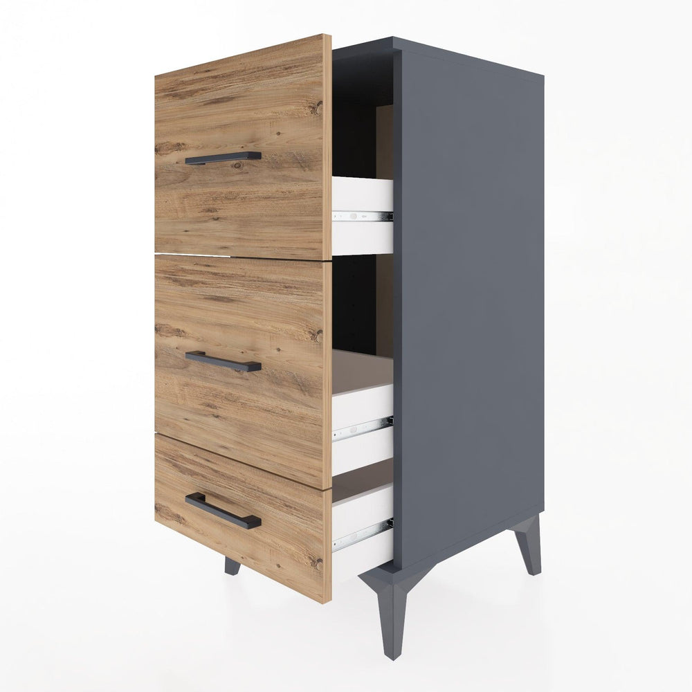 Woodntry Modular Nightstand Anthracite 44x44x84 cm Drawer C3-2