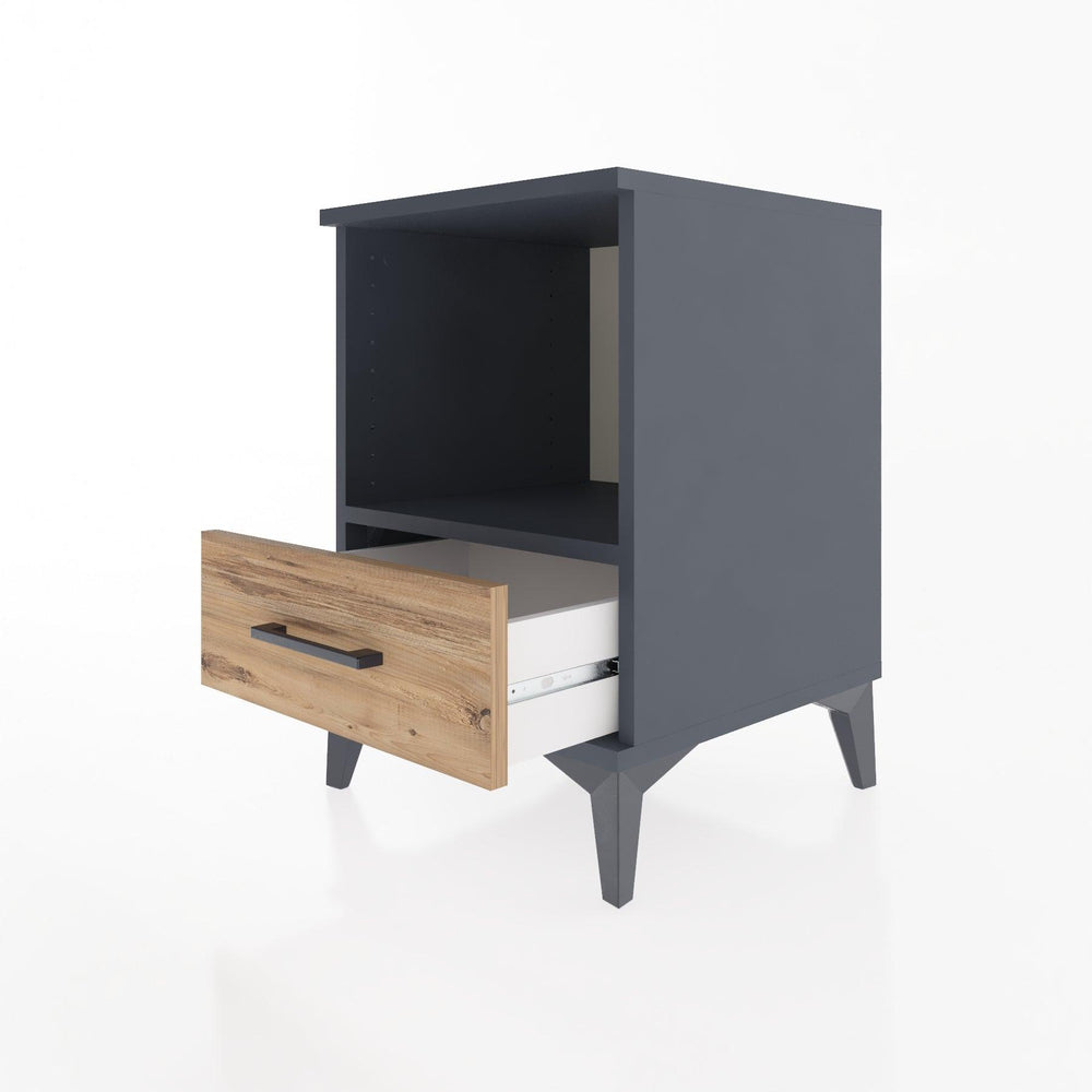 Woodntry Modular Nightstand Anthracite 44x44x52 cm with Drawers and Shelves CR3-2