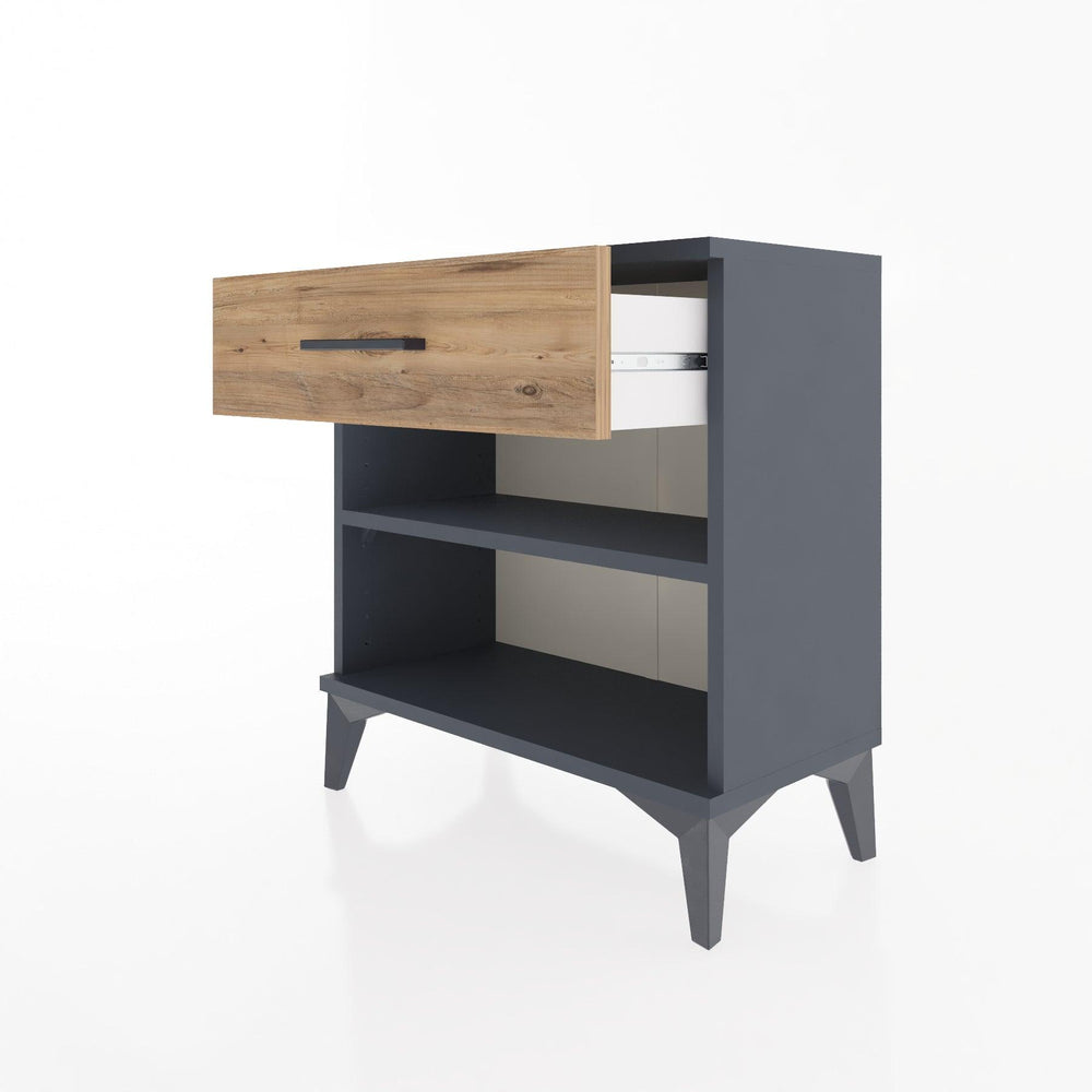 Woodntry Modular Nightstand Anthracite 60x30x52 cm with Drawers and Shelves CR3-2