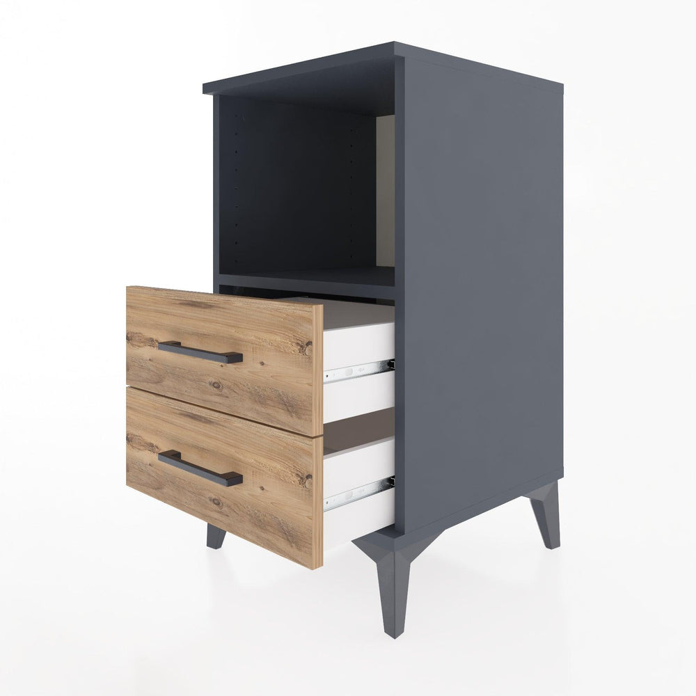 Woodntry Modular Nightstand Anthracite 44x44x68 cm with Drawers and Shelves CR3-2