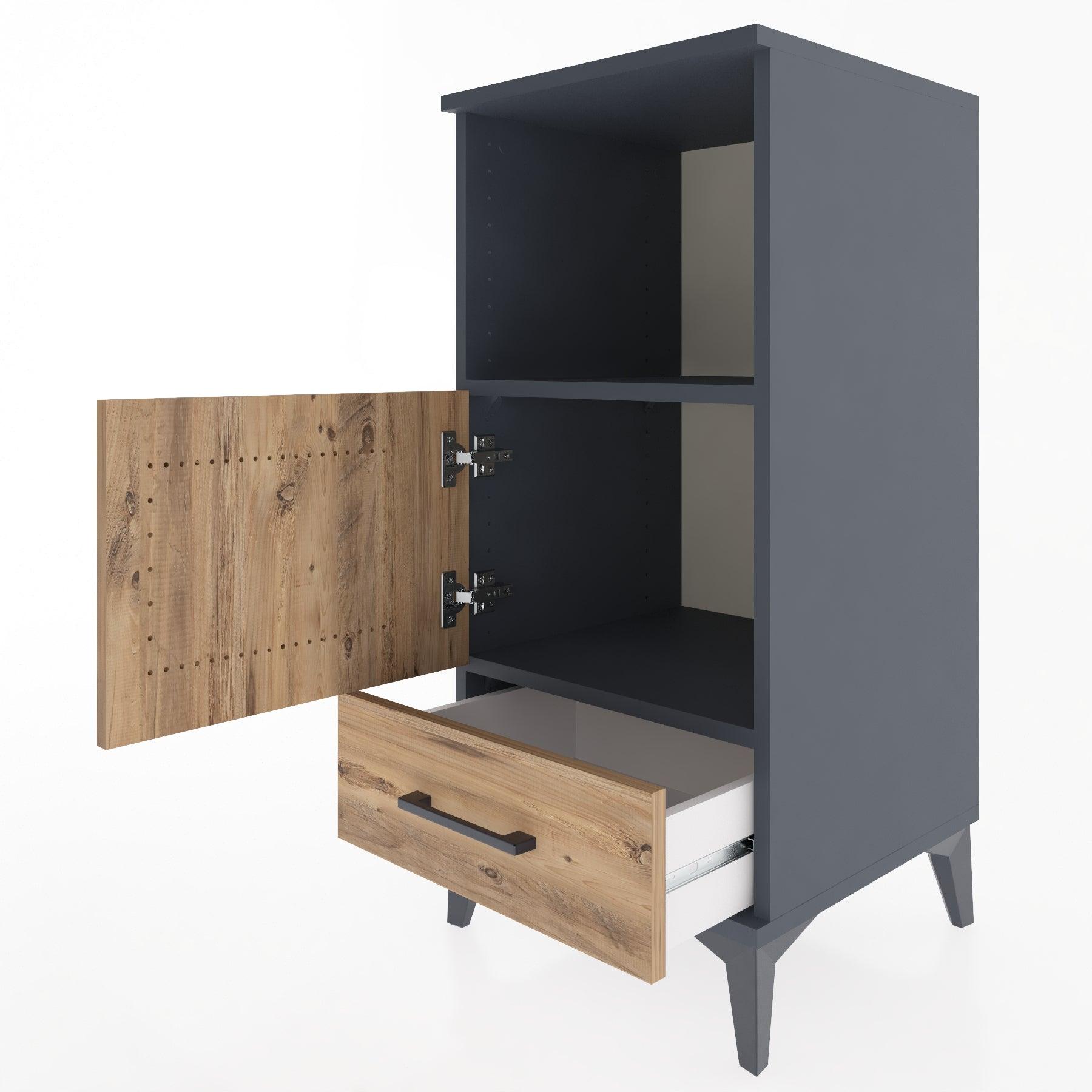 Woodntry Modular Nightstand Anthracite 44x44x84 cm Functional F47-2