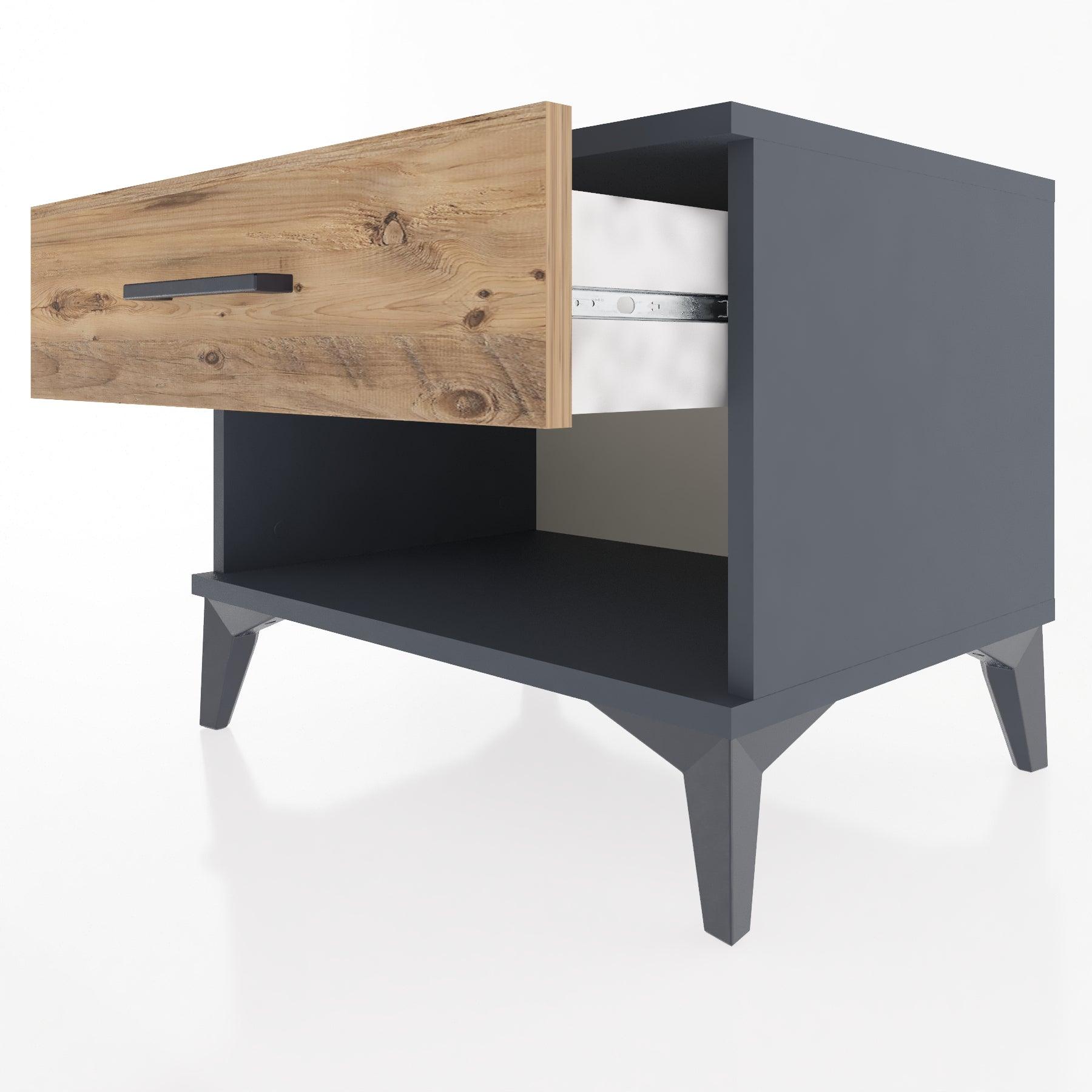 Woodntry Modular Nightstand Anthracite 60x44x68 cm with Drawers and Shelves CR3-2