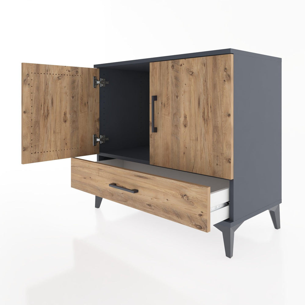 Woodntry Modüler Şifonyer Antrasit 88x44x68 cm Kapaklı ve Çekmeceli KC3-2