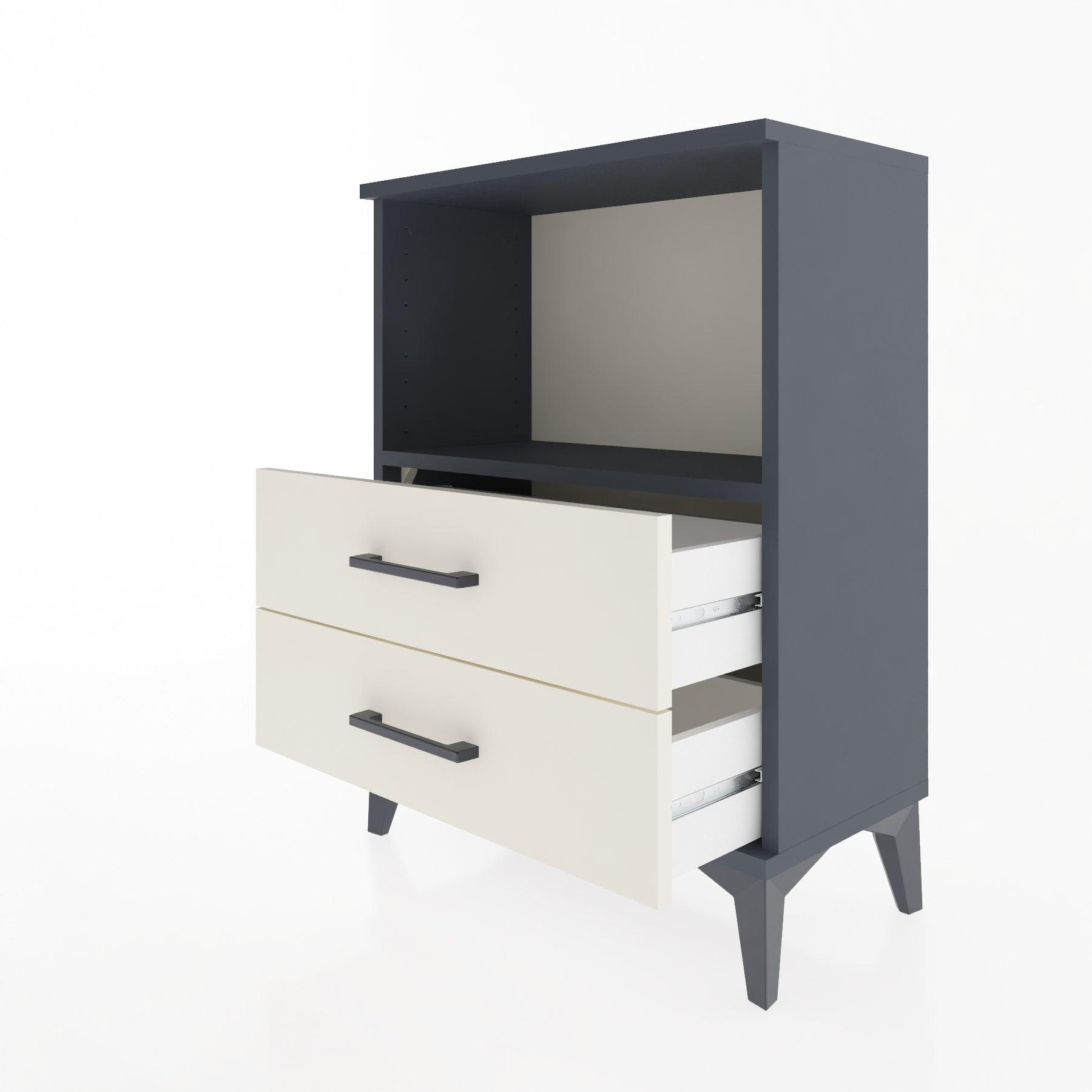 Woodntry Modular Nightstand Anthracite 60x30x68 cm with Drawers and Shelves CR3-2