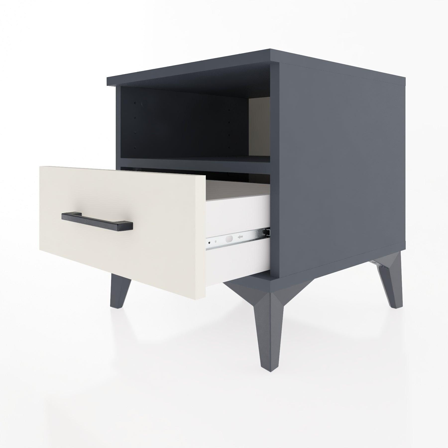 Woodntry Modular Nightstand Anthracite 44x44x36 cm with Drawers and Shelves CR3-2