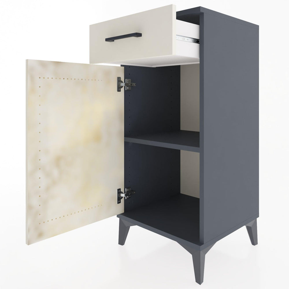 Woodntry Modüler Komodin Antrasit 44x44x84 cm Kapaklı ve Çekmeceli KC25-2