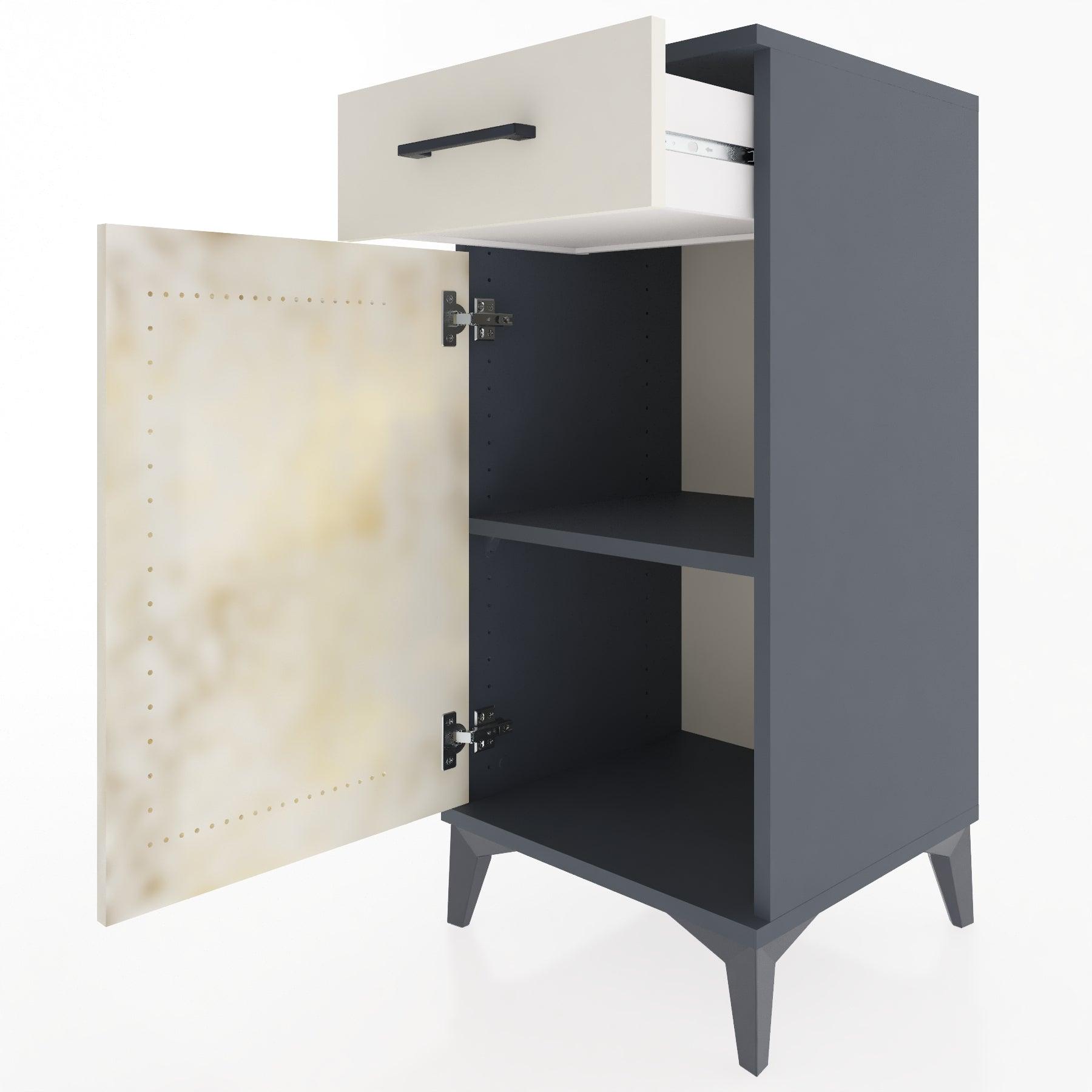 Woodntry Modular Nightstand Anthracite 44x44x84 cm with Cover and Drawer KC25-2
