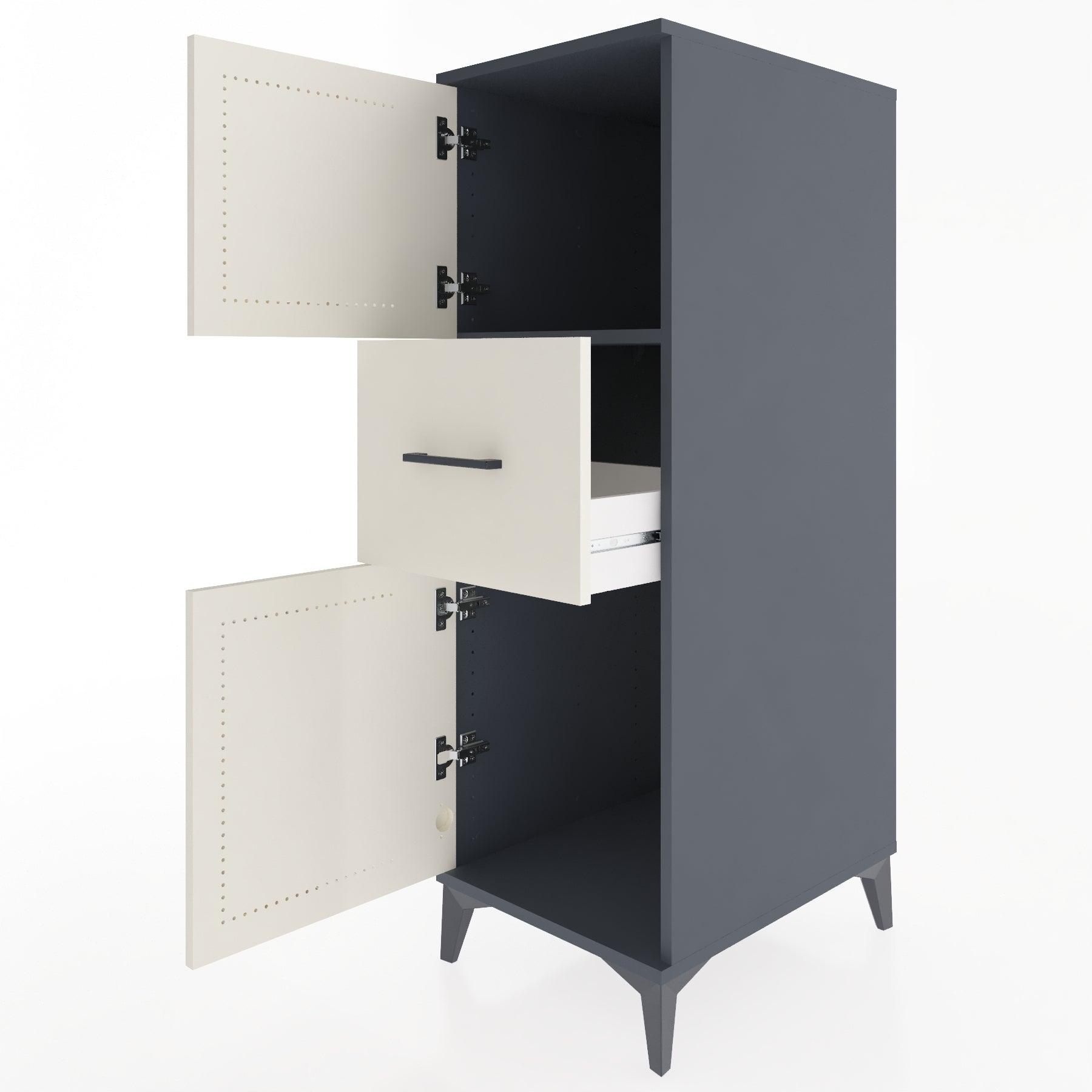 Woodntry Modular Cabinet Anthracite 44x30x122 cm with Doors and Drawers KC3-2