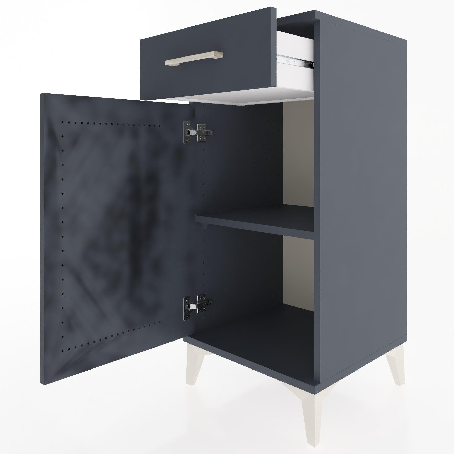 Woodntry Modular Nightstand Anthracite 44x44x84 cm with Cover and Drawer KC25-2