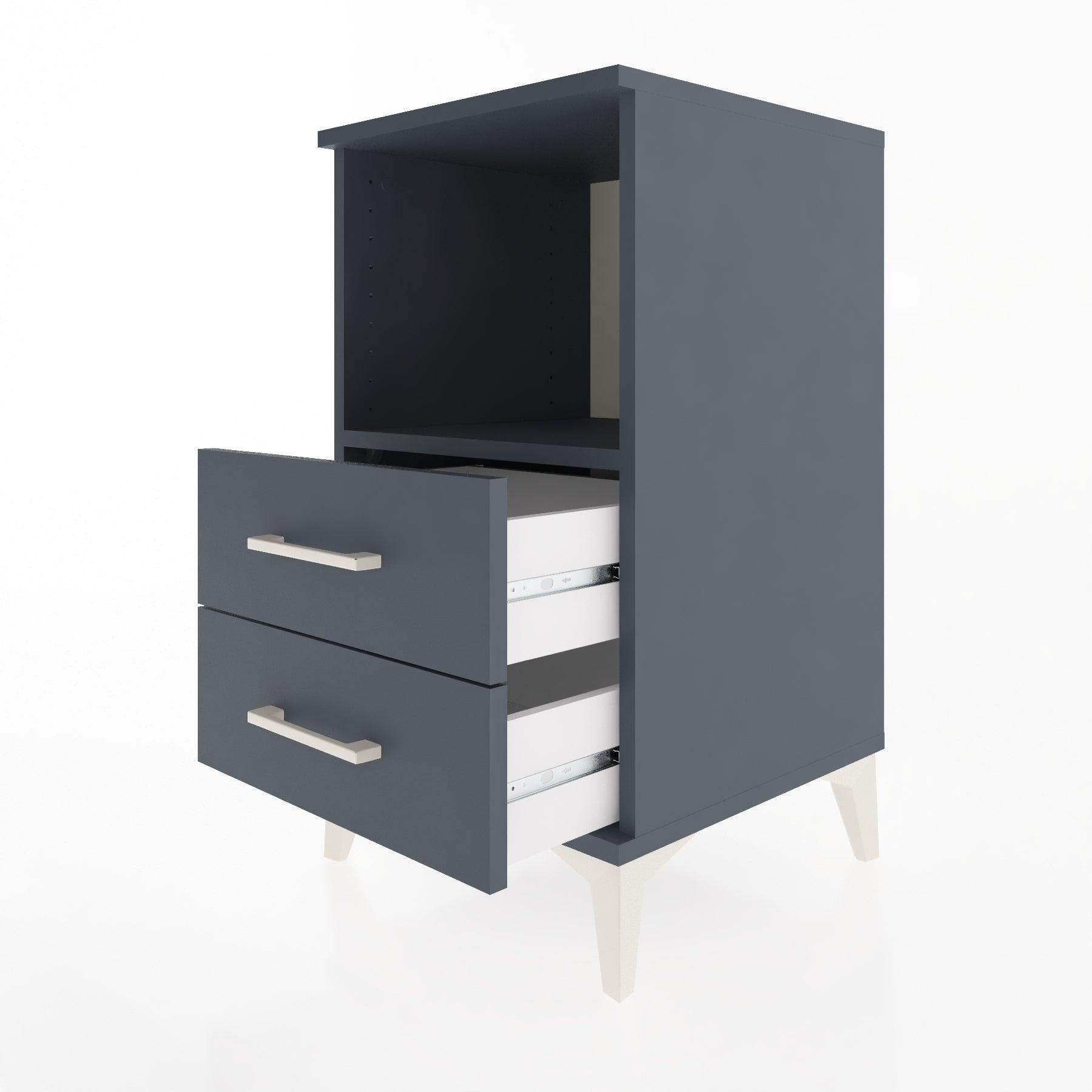 Woodntry Modular Nightstand Anthracite 44x44x68 cm with Drawers and Shelves CR3-2