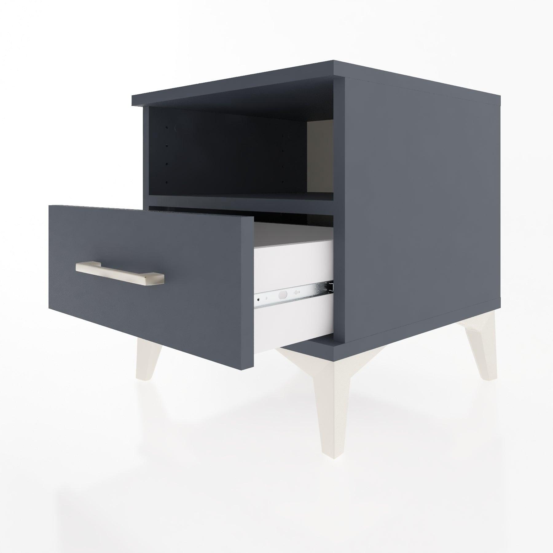 Woodntry Modular Nightstand Anthracite 44x44x36 cm with Drawers and Shelves CR3-2